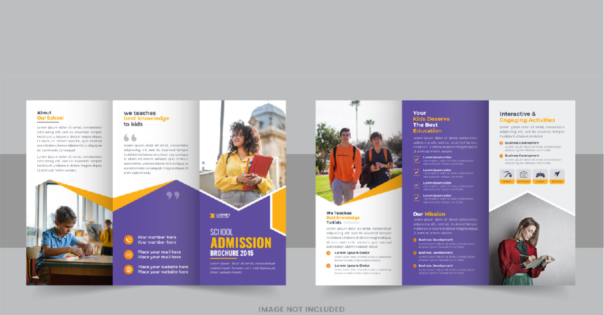 Kids back to school admission or Education trifold brochure template ...