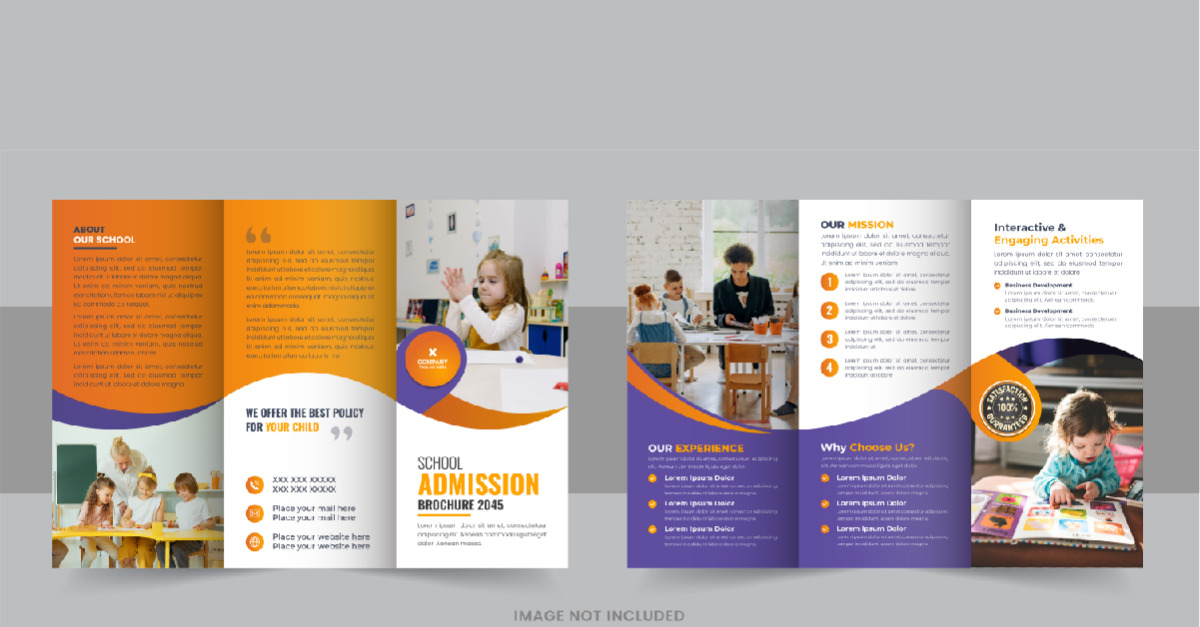 Modern Kids back to school admission or Education trifold brochure ...