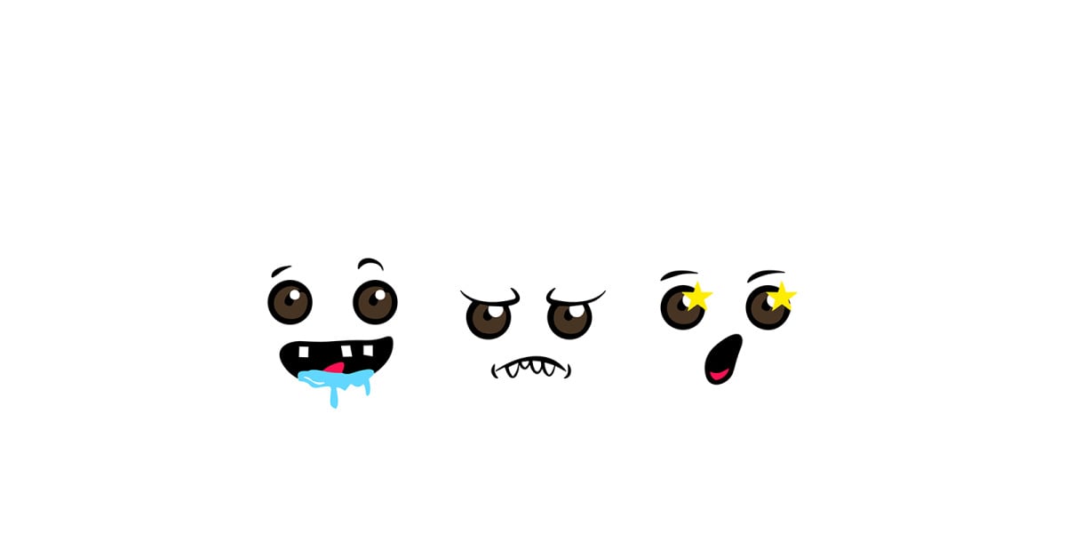 Olhos expressivos e boca sorridente personagem design de rosto V1 Vector