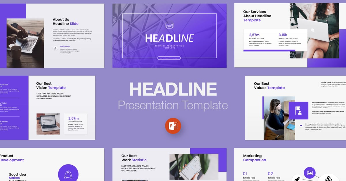 Headline PowerPoint presentation template - TemplateMonster