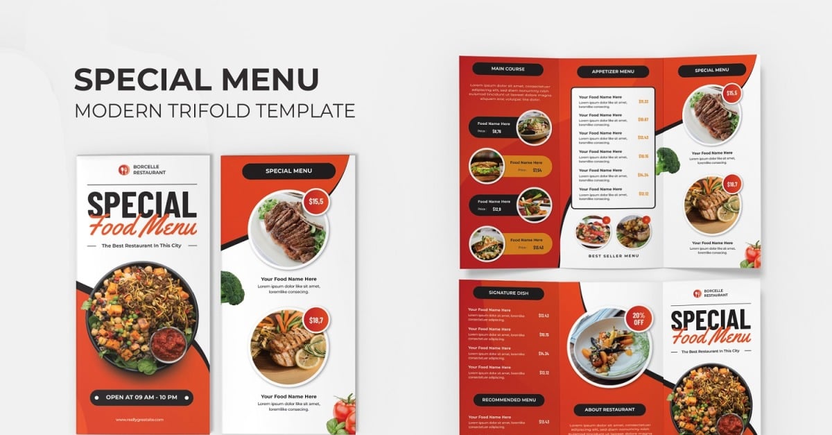 Special Food Menu Trifold Brochure #343014 - TemplateMonster