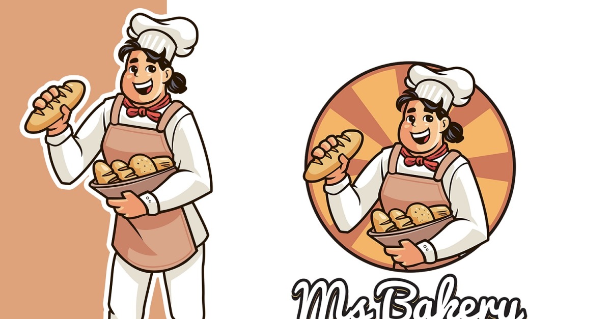 Ms Bakery Mascot Logo Template #343321 - TemplateMonster