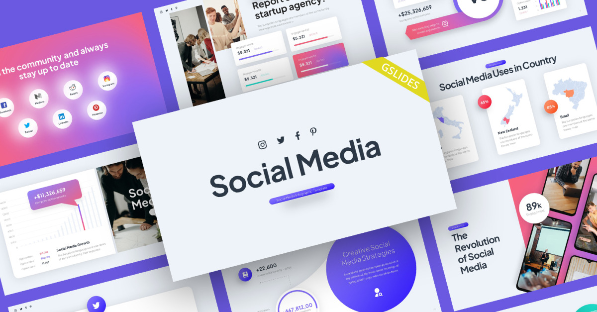 Social Media Report Google Slides Template - TemplateMonster