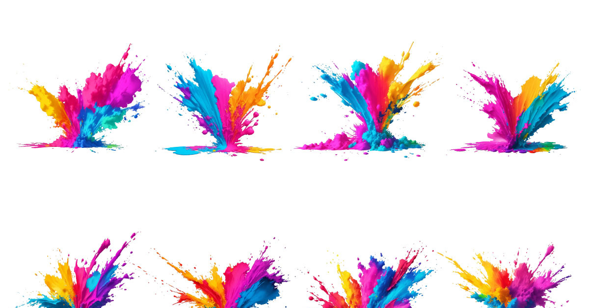 Colorful paint splatter brush stroke, Exploding liquid paint in rainbow ...