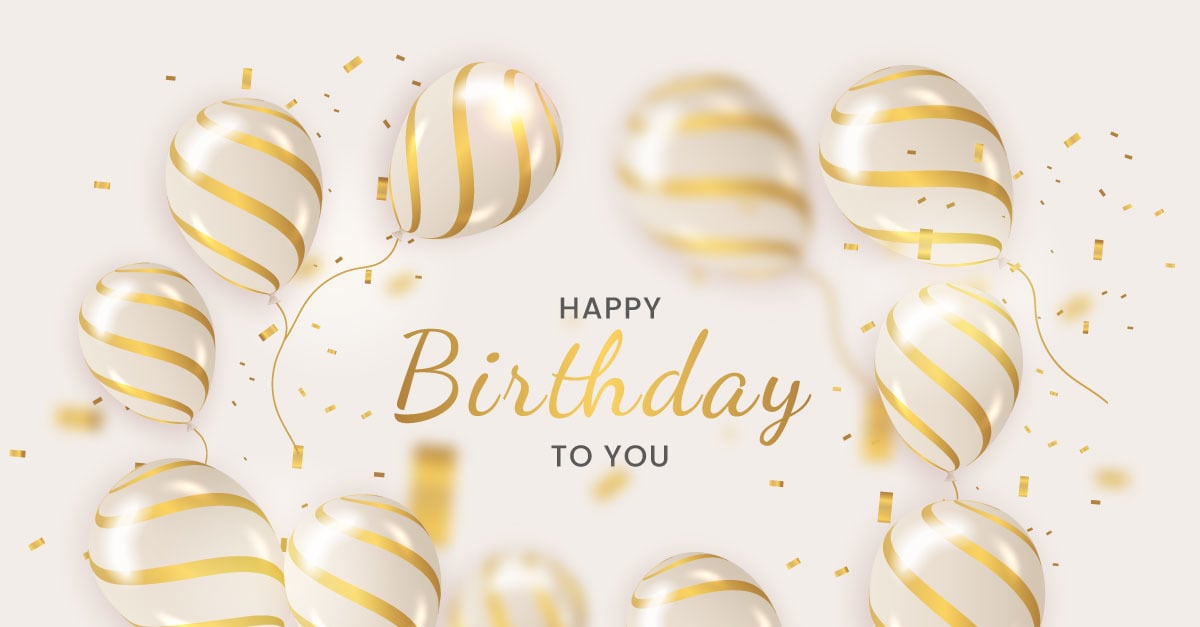 Birthday banner design Happy birthday greeting text with elegant gold ...