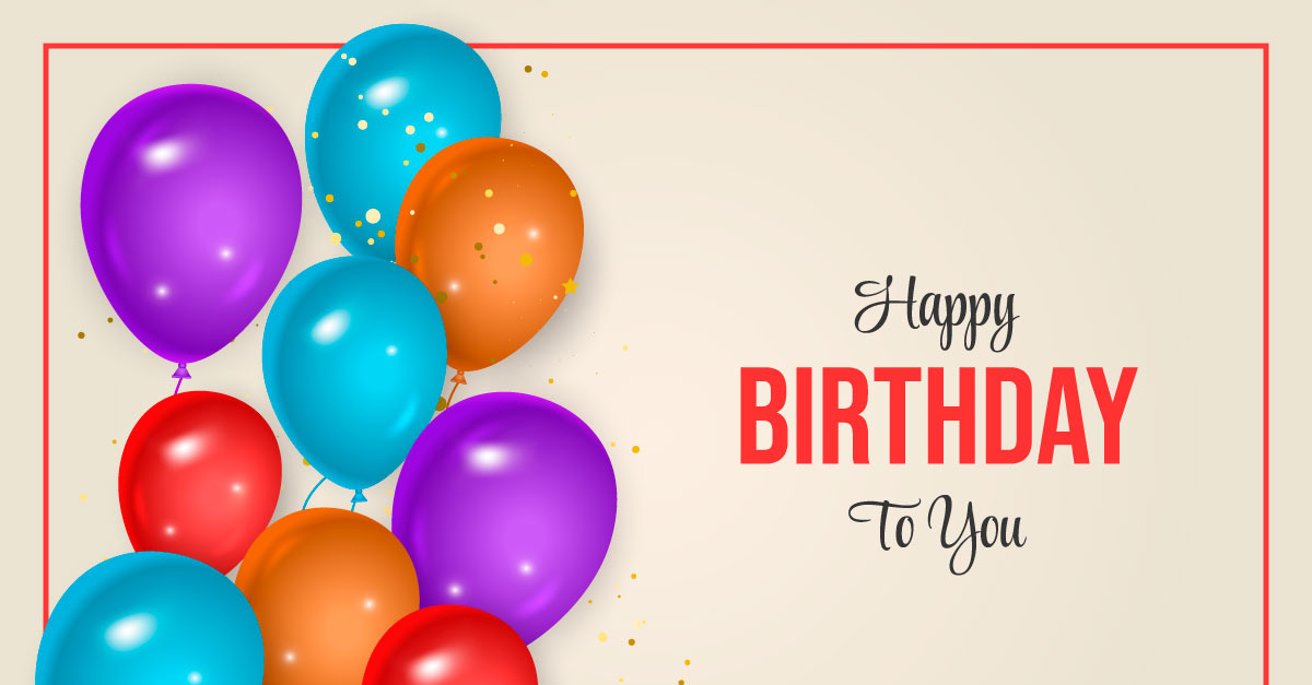 Birthday wish card balloons banner design Happy birthday greeting text