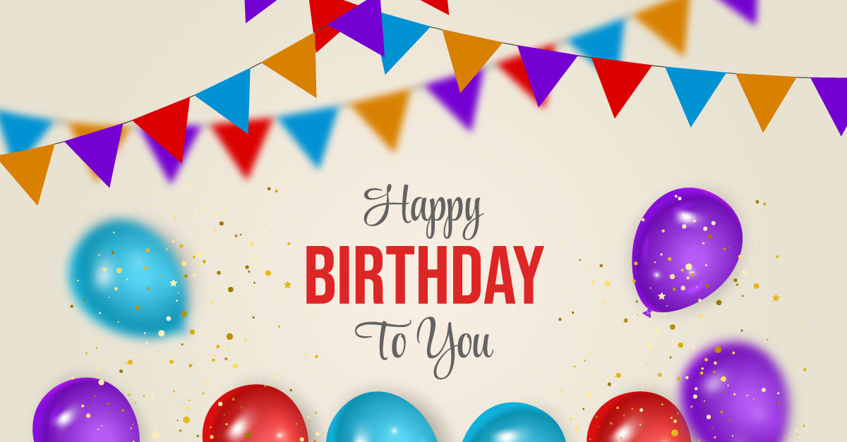 Vector Birthday wish card banner design Happy birthday greeting text