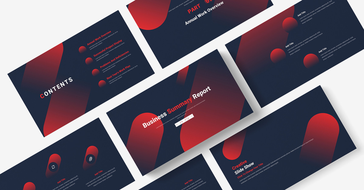 Red And Black Business Summary Report Powerpoint Template Red And Black Business Summary Report Powerpoint Template