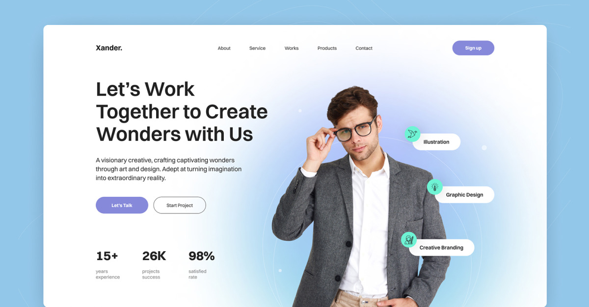 Xander - Creative Portfolio Hero Section Figma Template