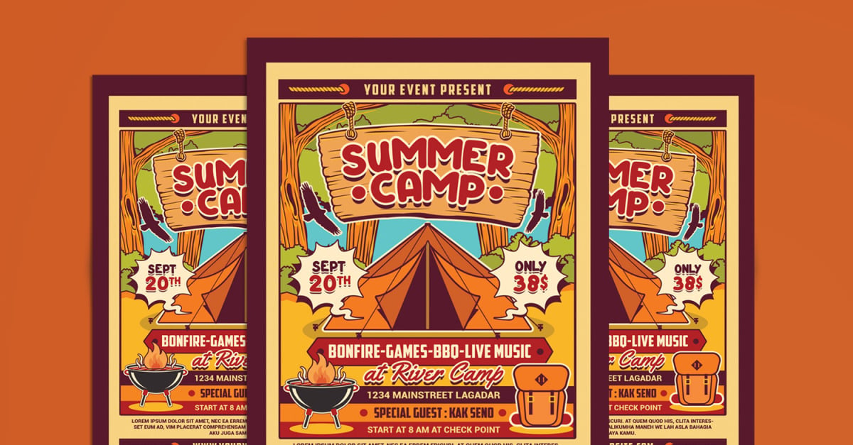 Summer Camp Holiday Flyer Template #349929 - TemplateMonster