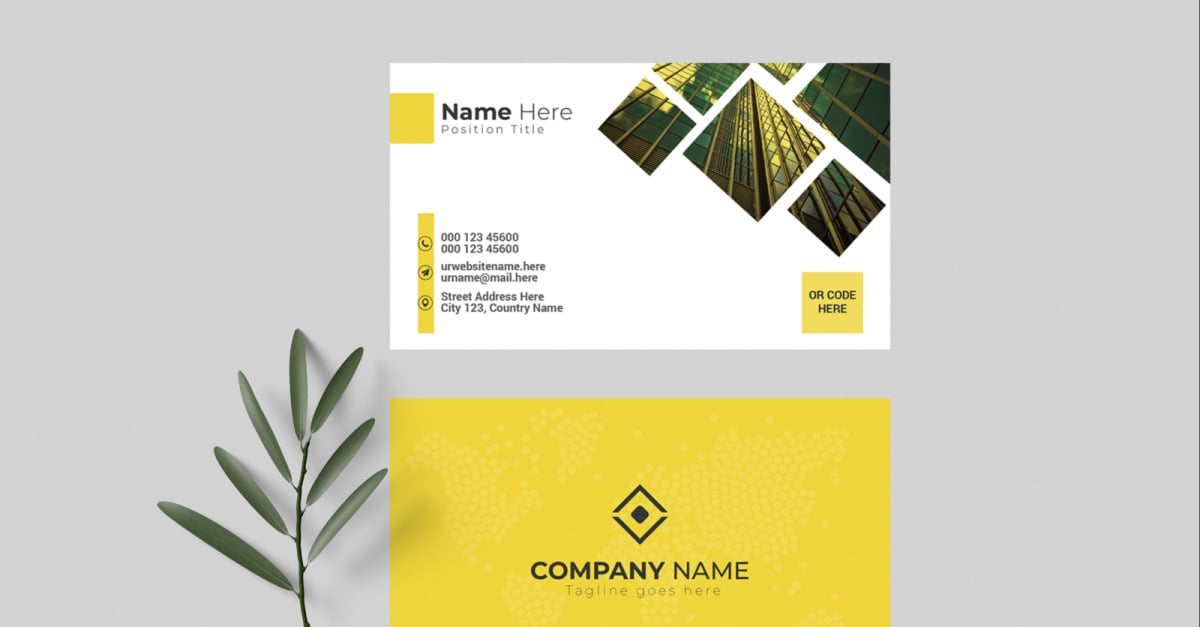 Yellow color business card design template - TemplateMonster