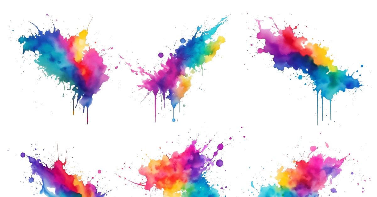 rainbow paint splatters