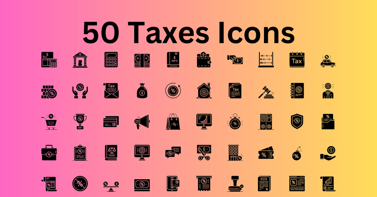 Taxes Icon Set 50 Glyph Icons - SVG And AI Files