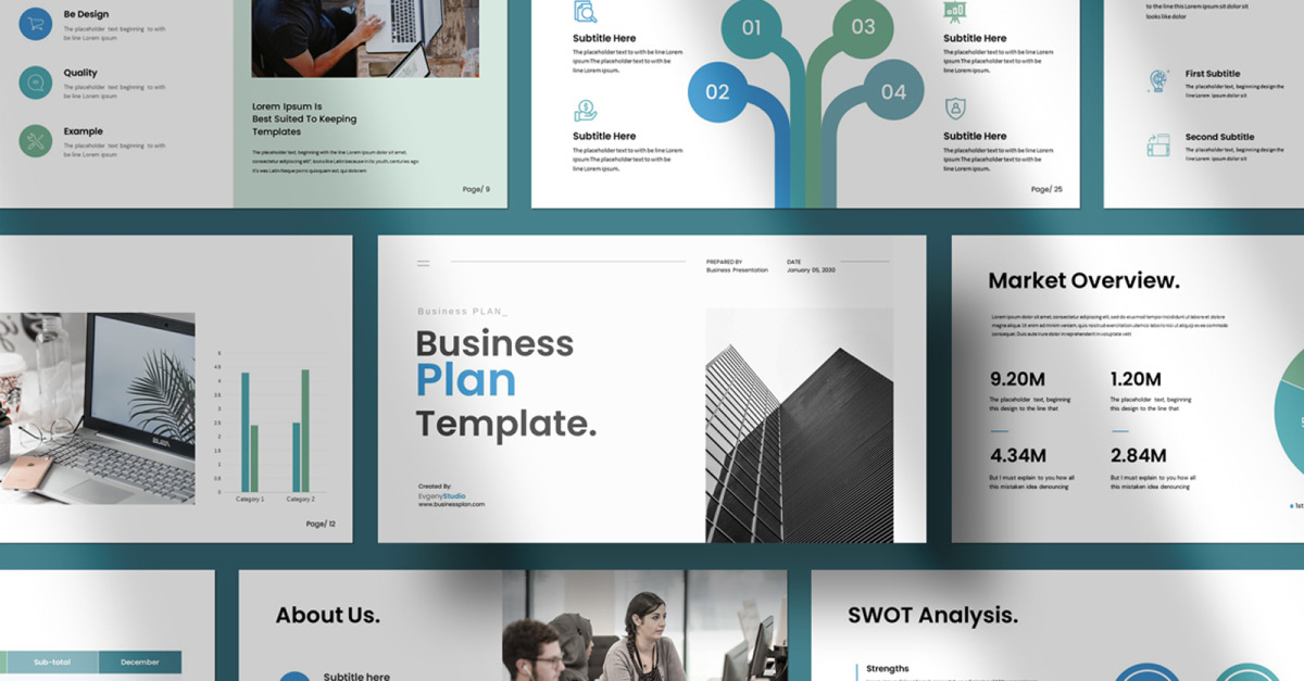 Biz Plan Sunumu PowerPoint Şablonu #353023 - TemplateMonster