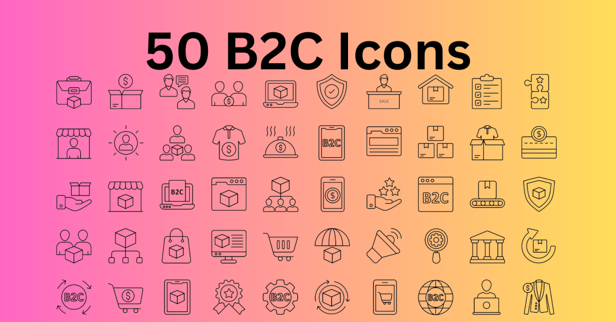 B2C Icon Set 50 Outline Icons - SVG And AI Files