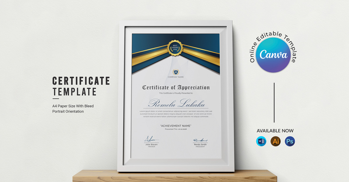 Professional Canva Certificate Template Design