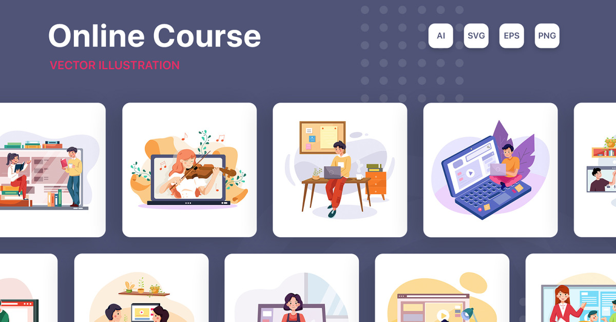 M206_ Online Course Illustrations #354054 - TemplateMonster