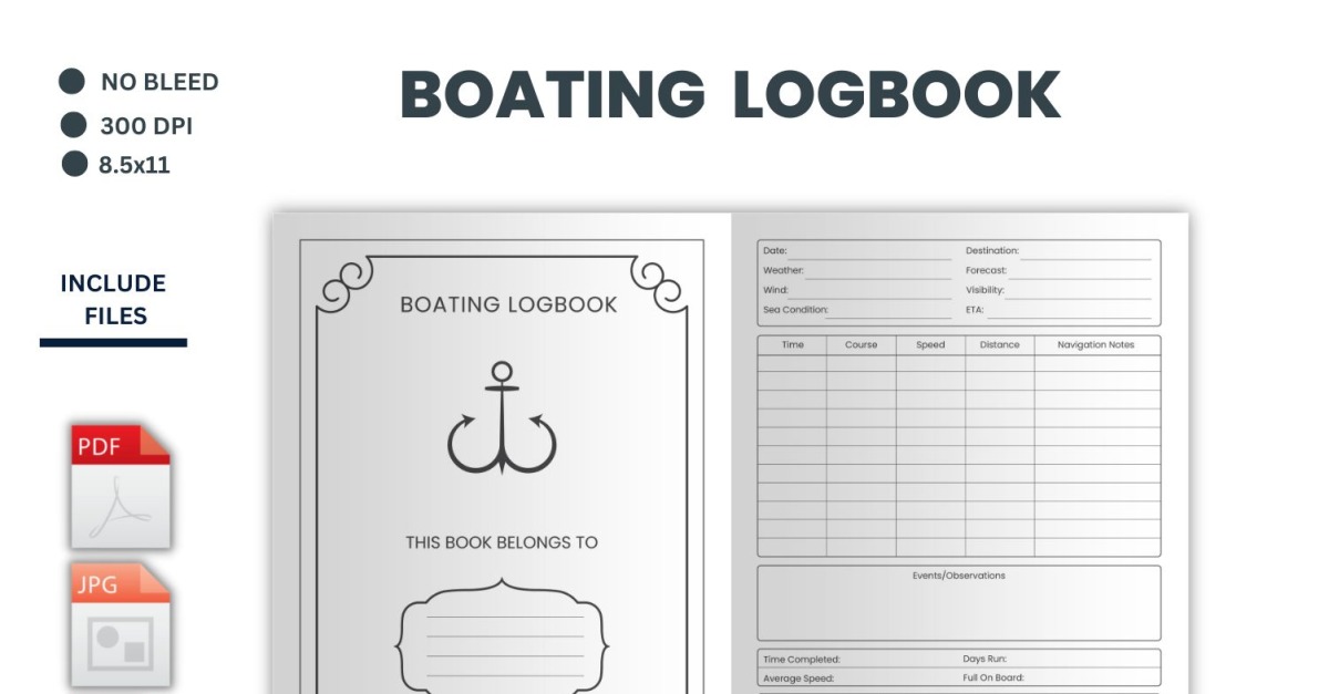 Boating Logbook, Boat Log Book, Boat Gift, Boat Log, Captain’s Log,  Motorboat, Sailing Journal