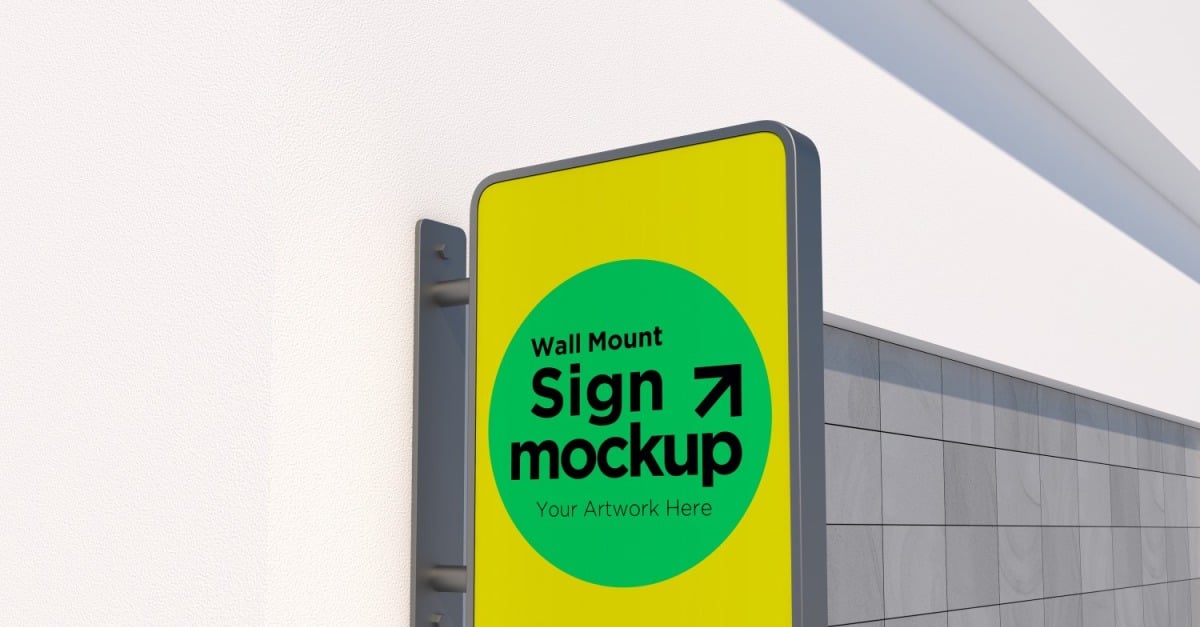 Rectangular Wall Mount Signage Mockup Template 34A