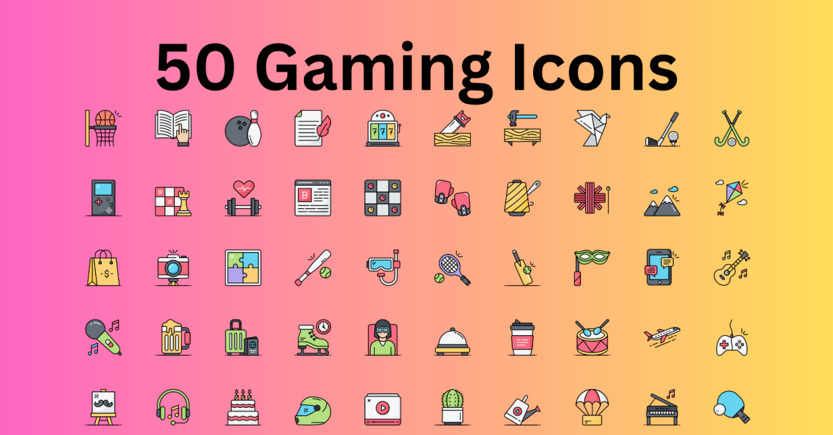 Hobbies Icon Set 50 Line Color Icons - SVG And AI Files