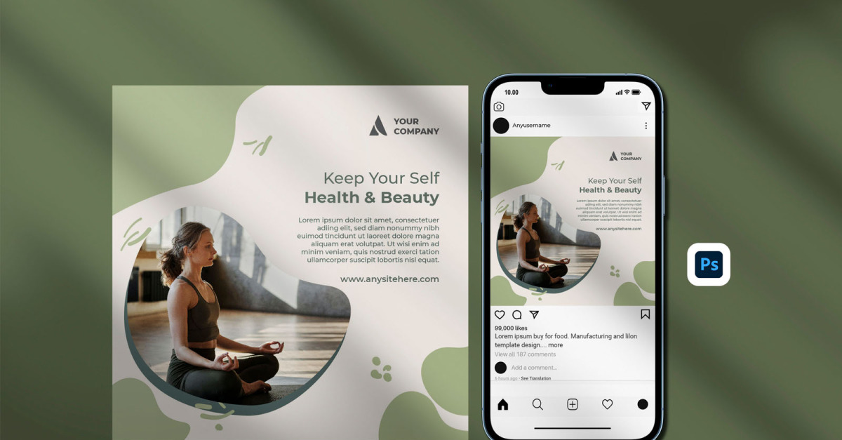 Simple Meditation Instagram Posts Template - TemplateMonster