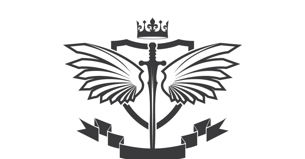 Wing sword and crown king lord logo icon v25
