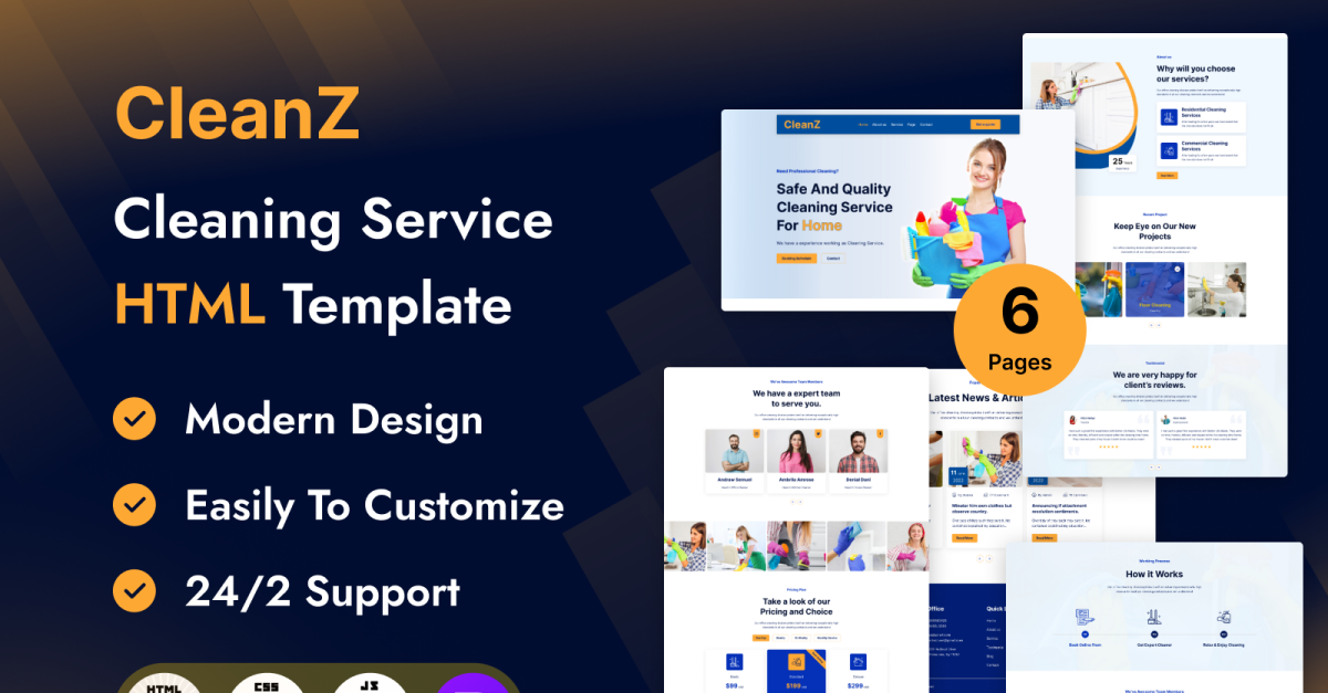 CleanZ - Plantilla HTML para sitio web de limpieza de servicios ...