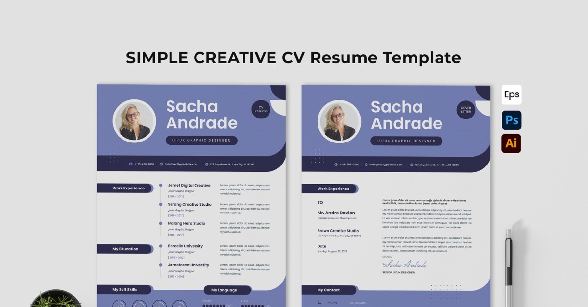 Simple Creative CV Resume #358040 - TemplateMonster