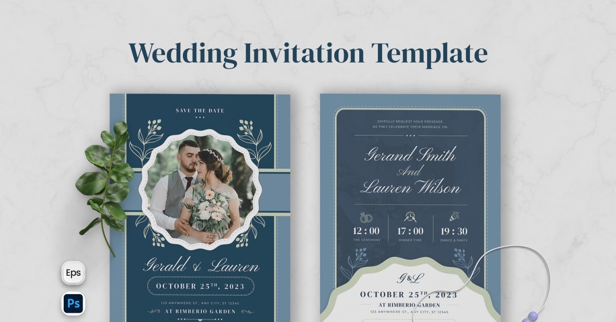 Modern Floral Wedding Invitation #358326 - TemplateMonster