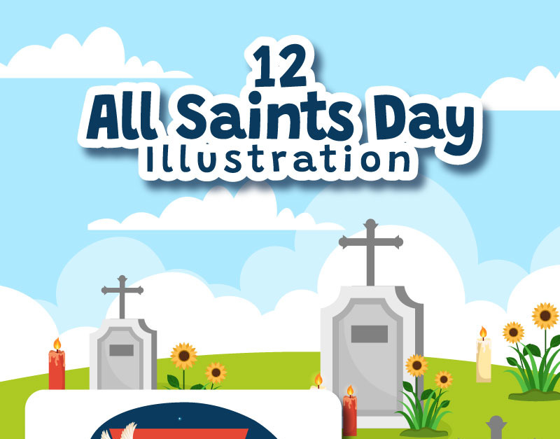 12 All Saints Day Vector Illustration TemplateMonster