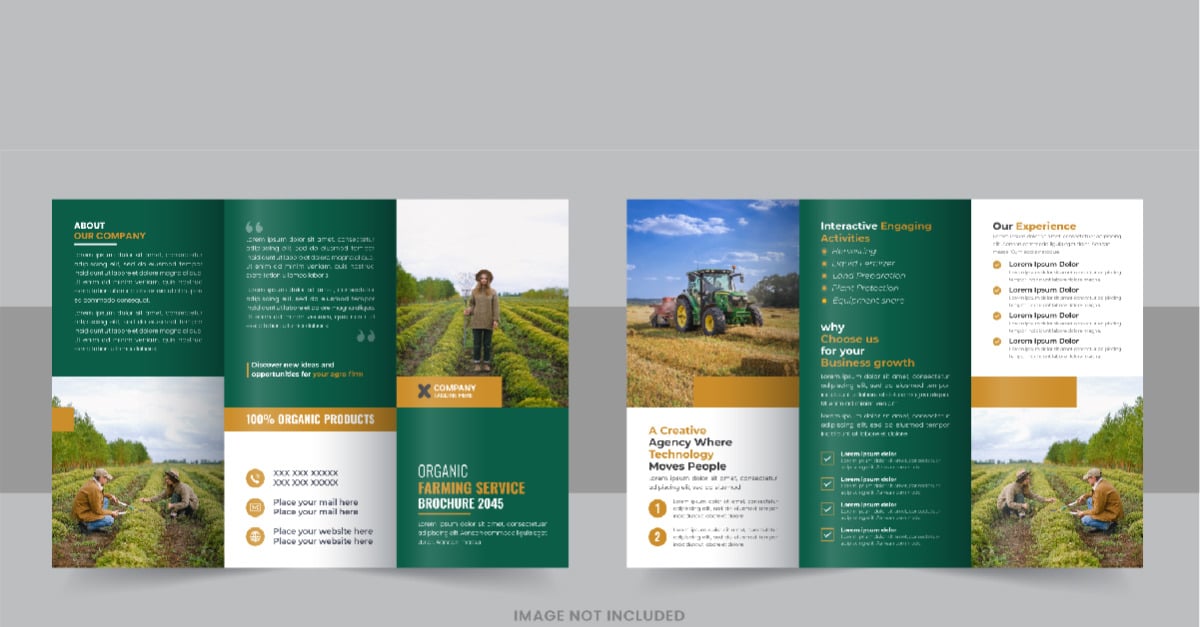 Gardening or Lawn Care TriFold Brochure Design Layout Vector