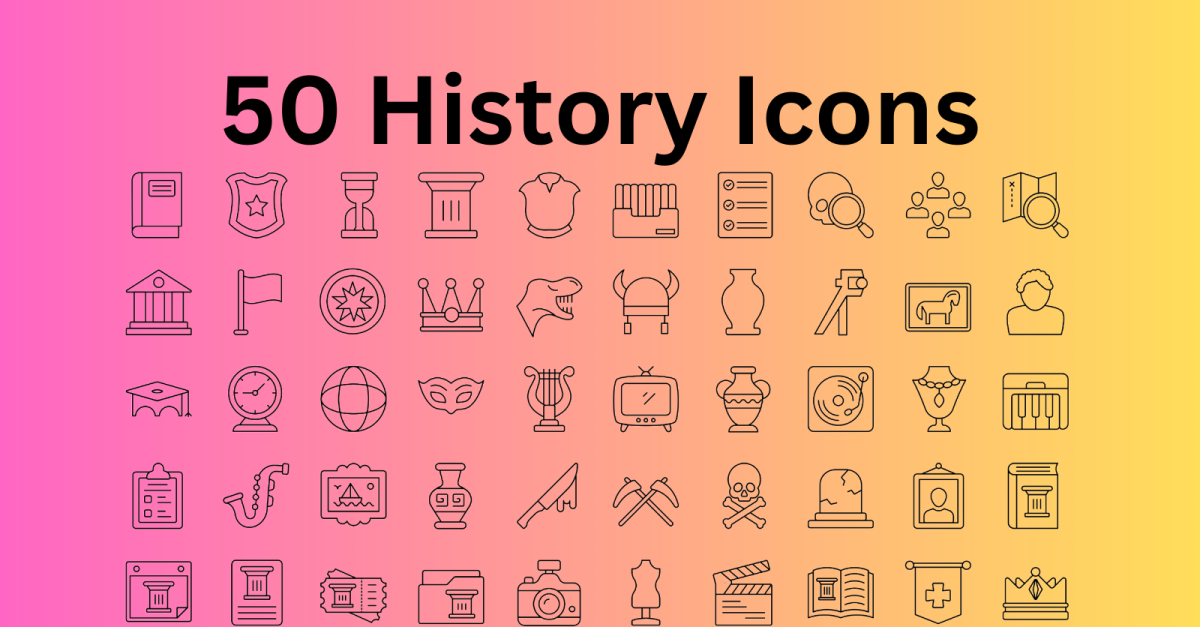 History Icon Set 50 Outline Icons - SVG And AI Files