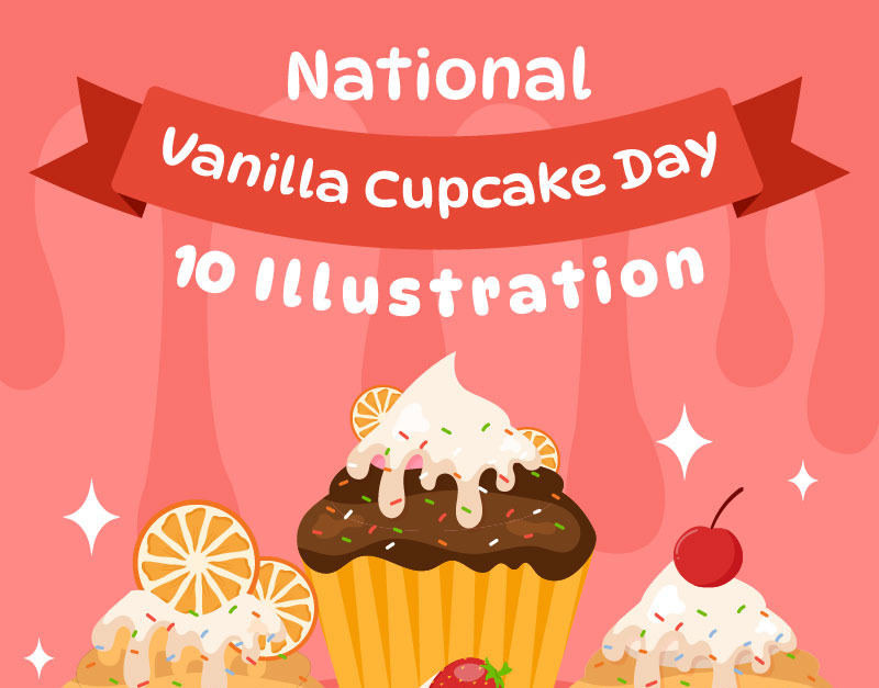 10 National Vanilla Cupcake Day Illustration