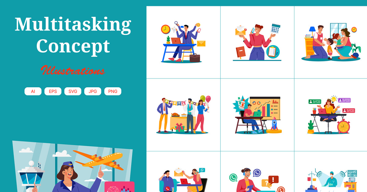 M729_ Multitasking Concept Illustration Pack