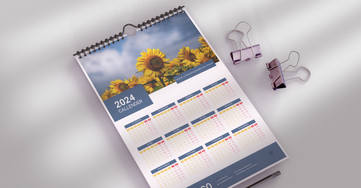 Wall Calendar Design Template 2024 359406 TemplateMonster