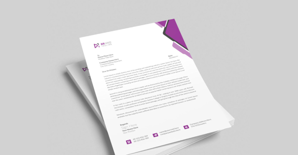 Letterhead design template, modern business letterhead design