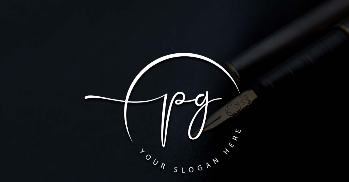 Calligraphy Studio Style PG Letter Logo Design