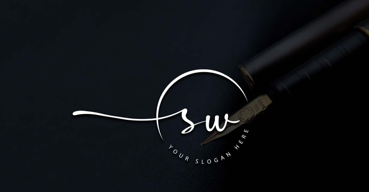 Calligraphy Studio Style SW Letter Logo Design