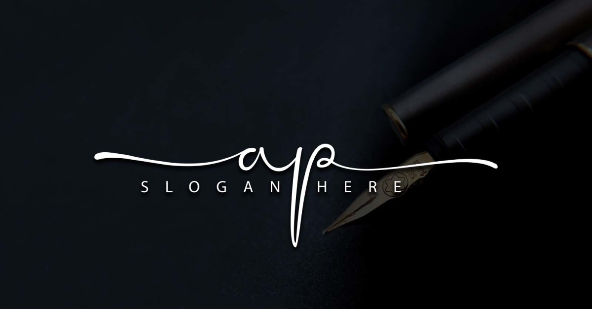 Calligraphy Studio Style AP Letter Logo Design - Brand Identity