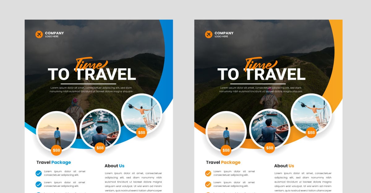 Vector Travel flyer design template and travel agency flyer template ...