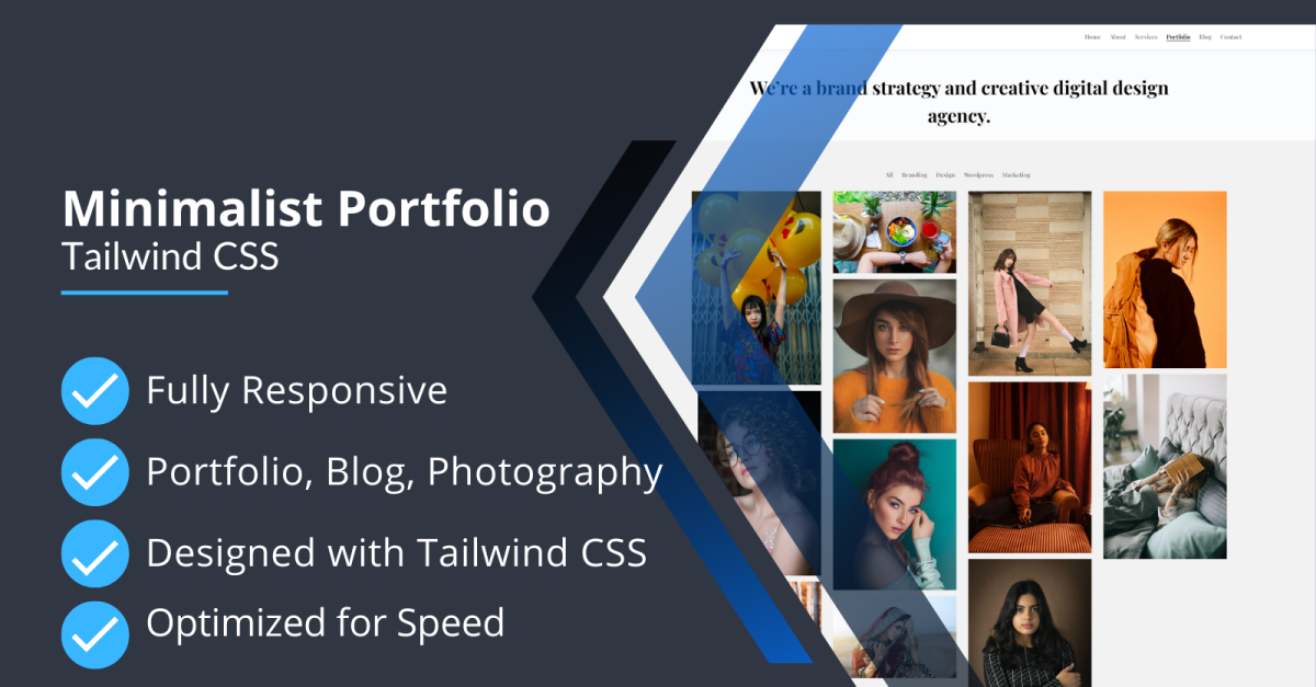 Seline - Modèle de photographie minimaliste CSS Tailwind entièrement ...