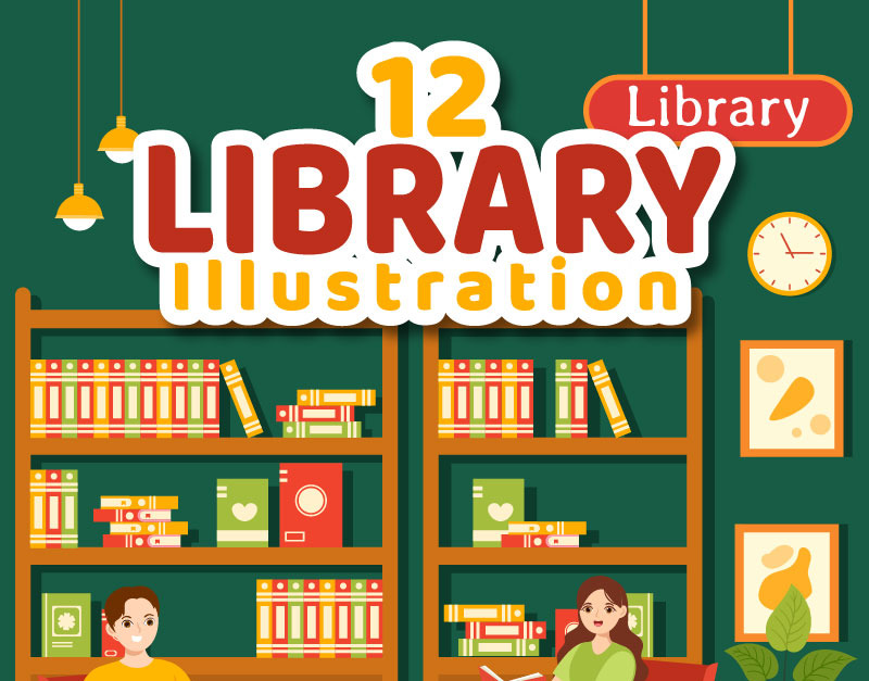 12 Library Vector Illustration #361860 - TemplateMonster
