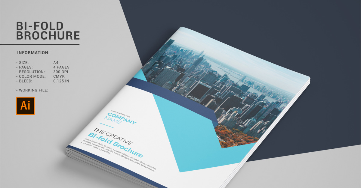 Corporate Bifold Brochure Template, Adobe Illustrator Template