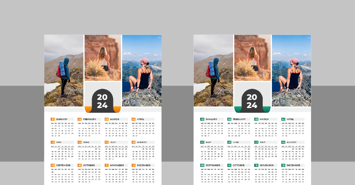 2024 Wall Calendar template design 362973 TemplateMonster