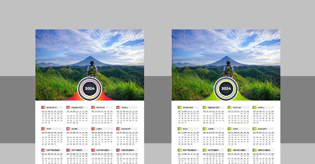 2024 Wall Calendar template vector 362970 TemplateMonster