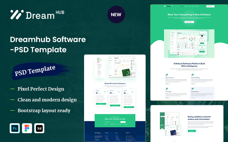 Modello PSD del software Dream Hub #363341 - TemplateMonster