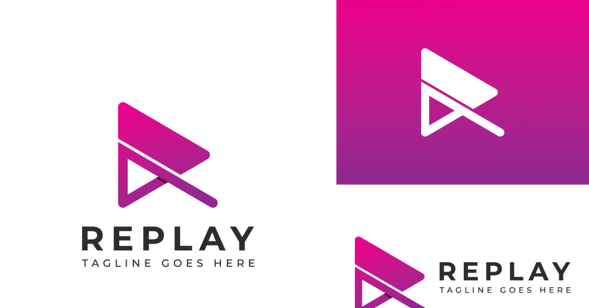 Letter R With Play Button Logo Template Design