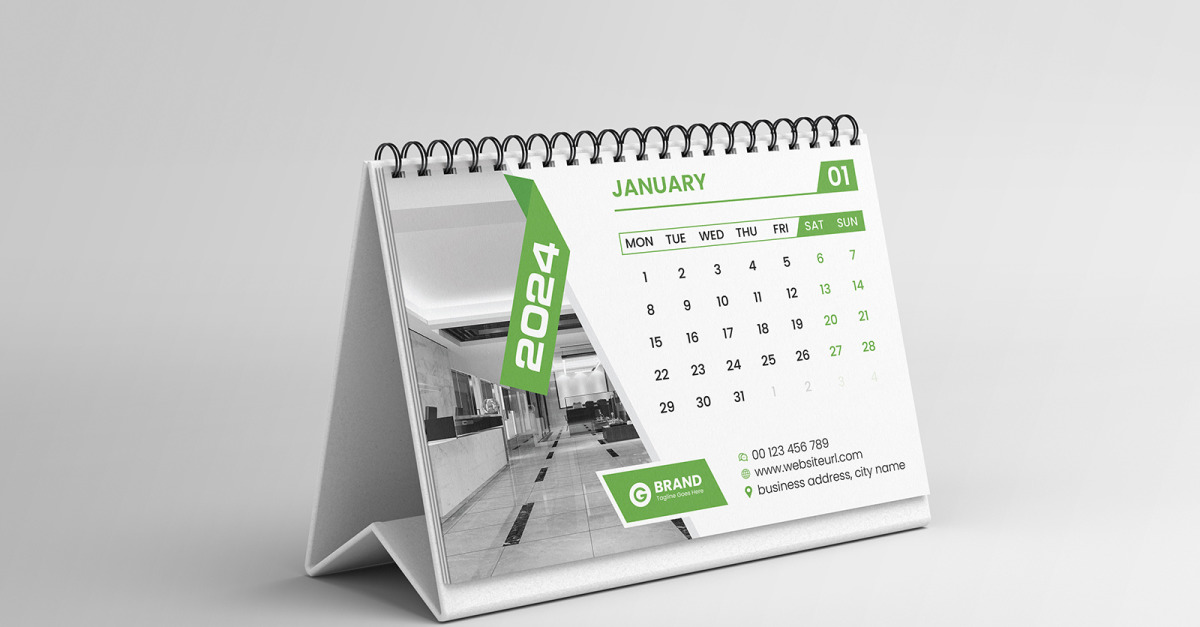 Desk Calendar 2024 Design Template #366533 - TemplateMonster