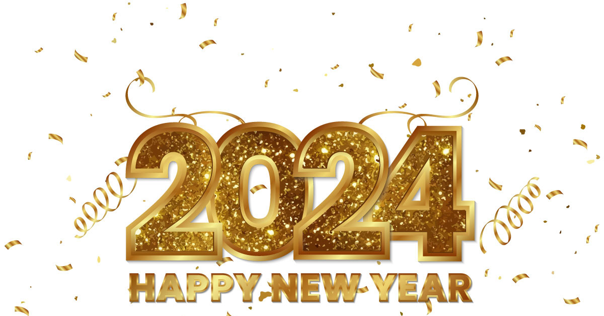 Heureux Nouvel an 2024! Présentation Pétillante De Confettis Et