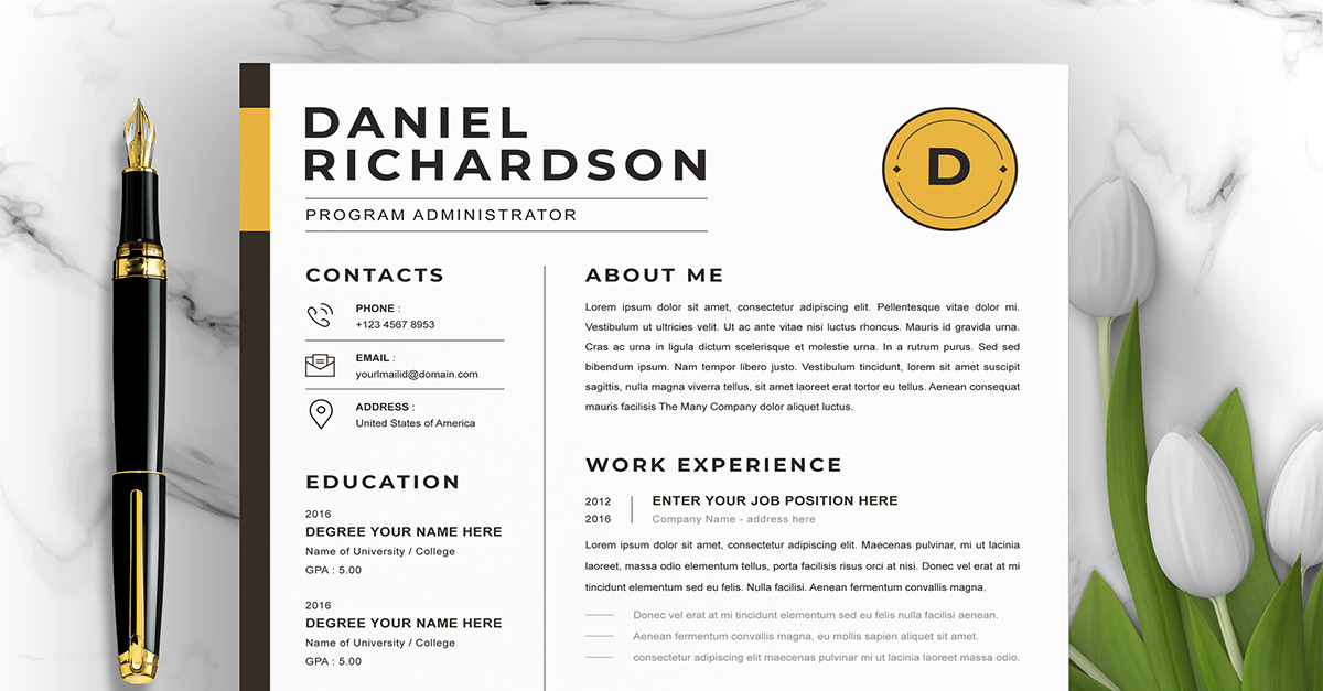 Simple Resume Design, Professional CV Template